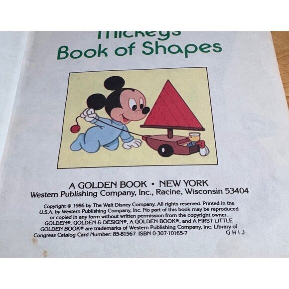 Baby Mickeys Book Of Shapes By Disney Babies 1986 A First Little Golden Book - Picture 4 of 5